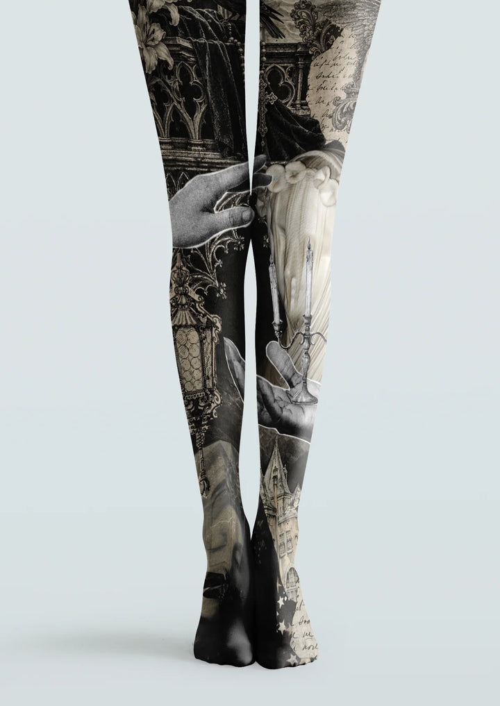 Black Gothic Collage Tights Hosiery Pantyhose