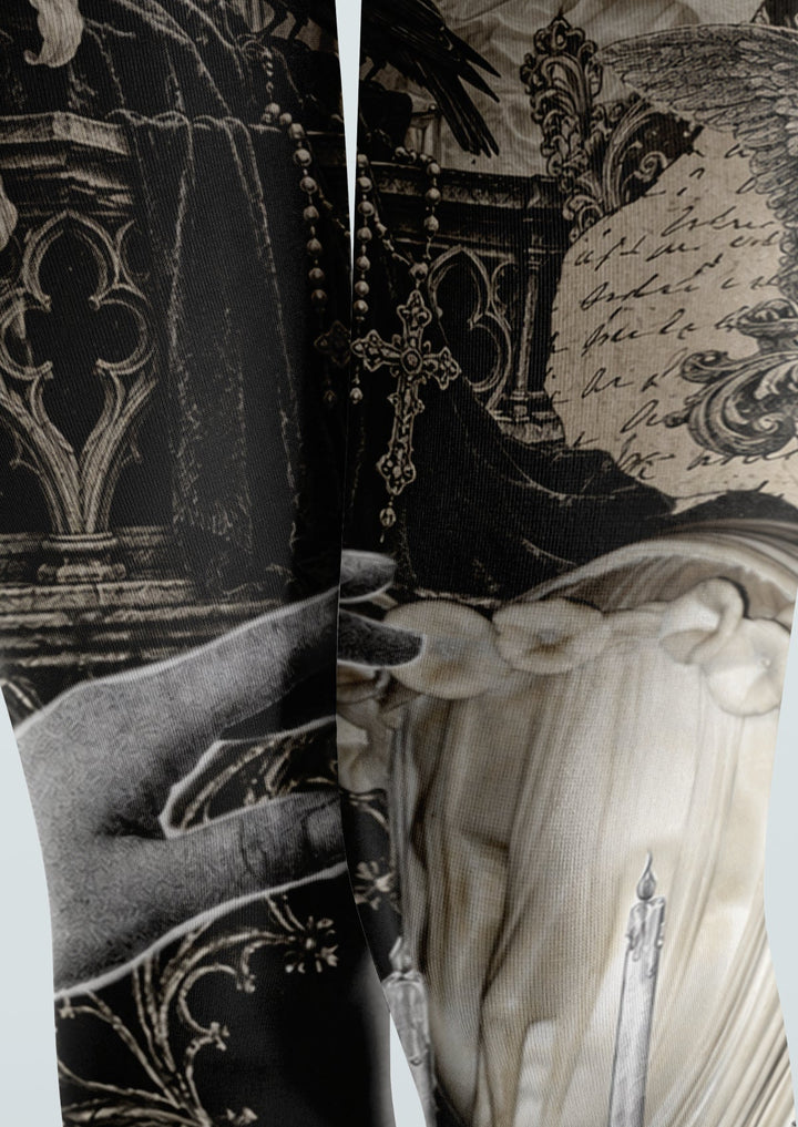 Black Gothic Collage Tights Hosiery Pantyhose