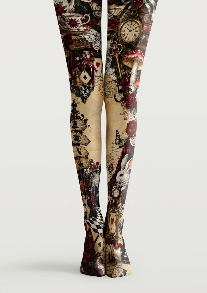 Vintage Wonderland Collage Tights Hosiery Pantyhose