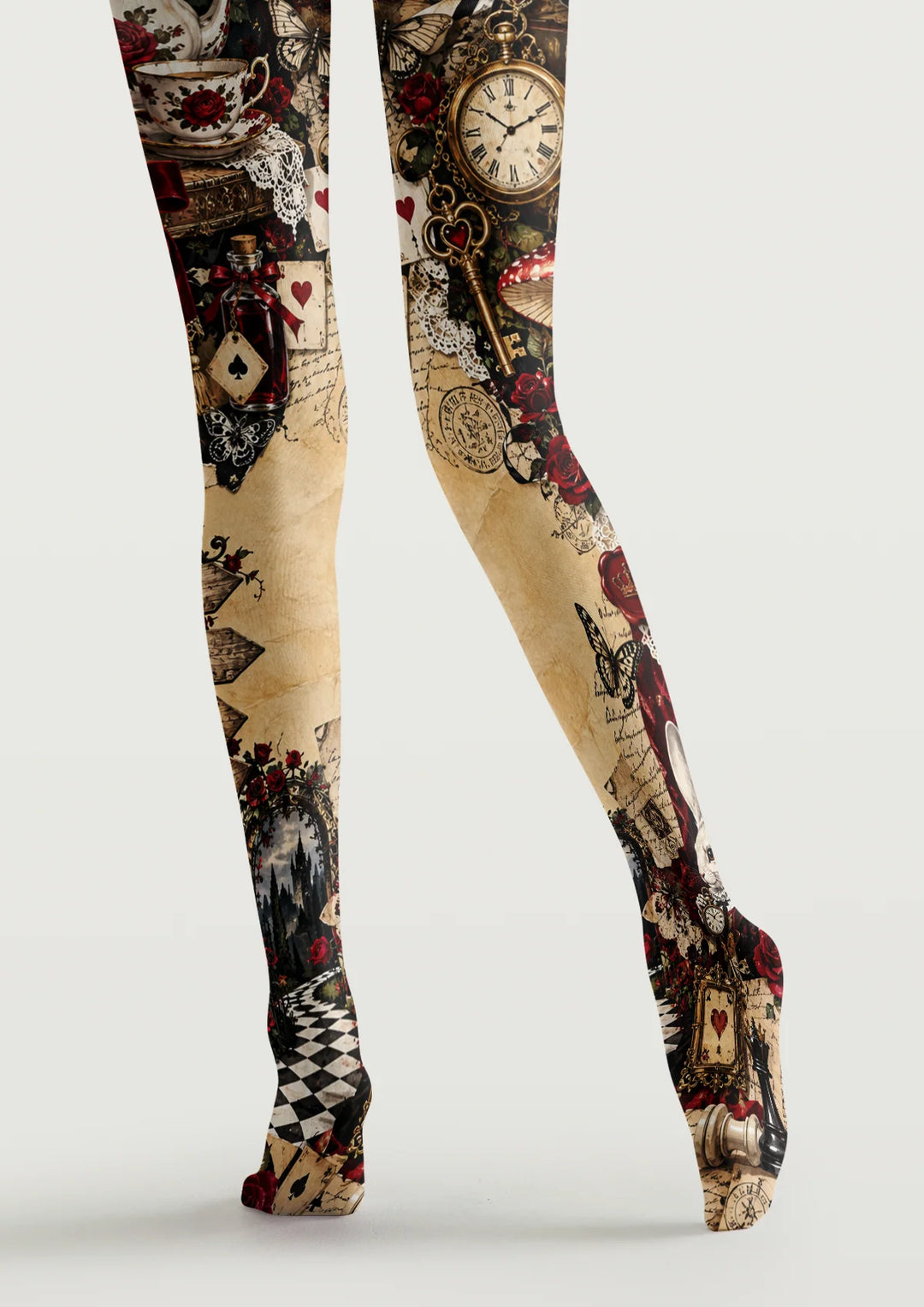 Vintage Wonderland Collage Tights Hosiery Pantyhose