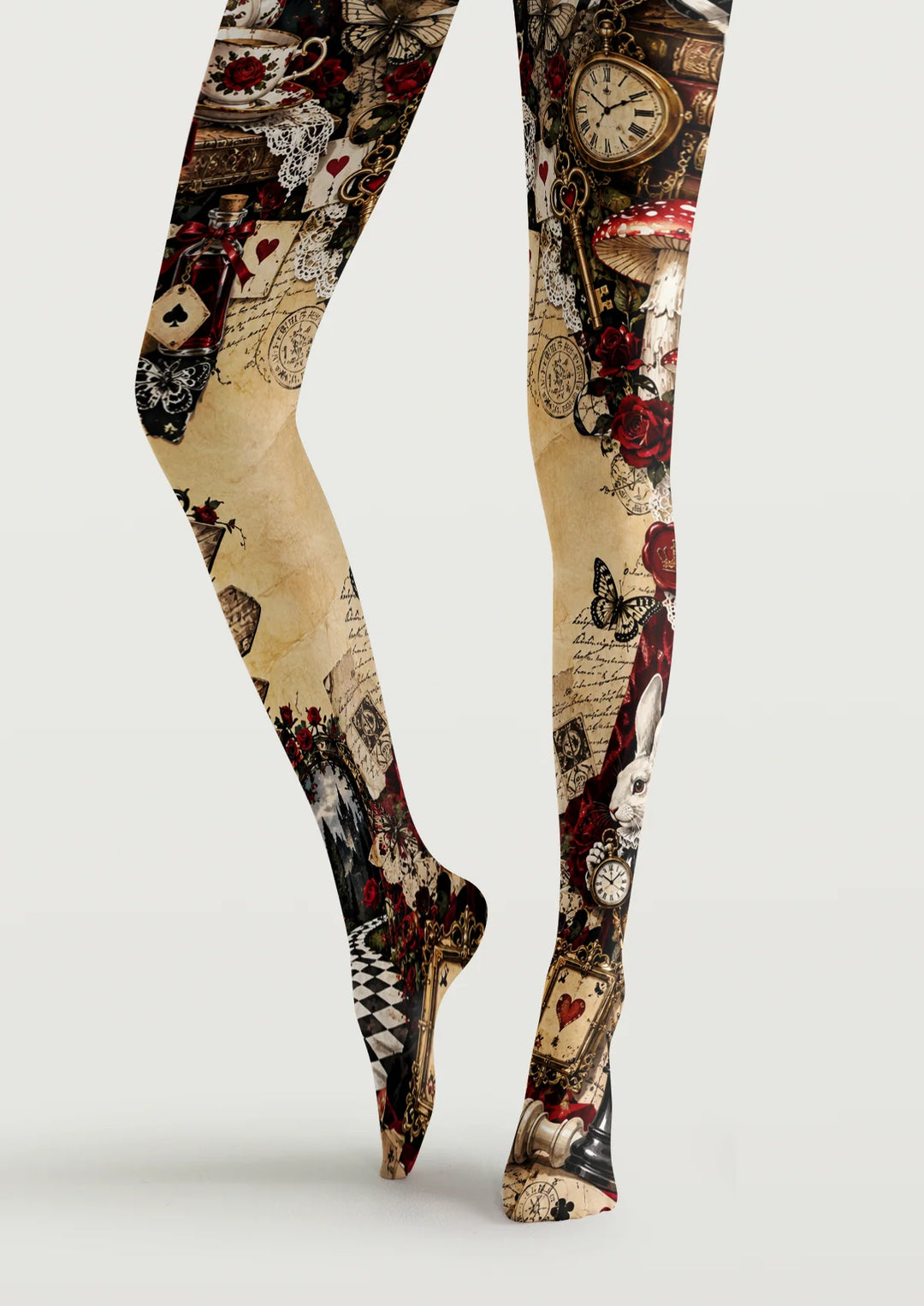 Vintage Wonderland Collage Tights Hosiery Pantyhose