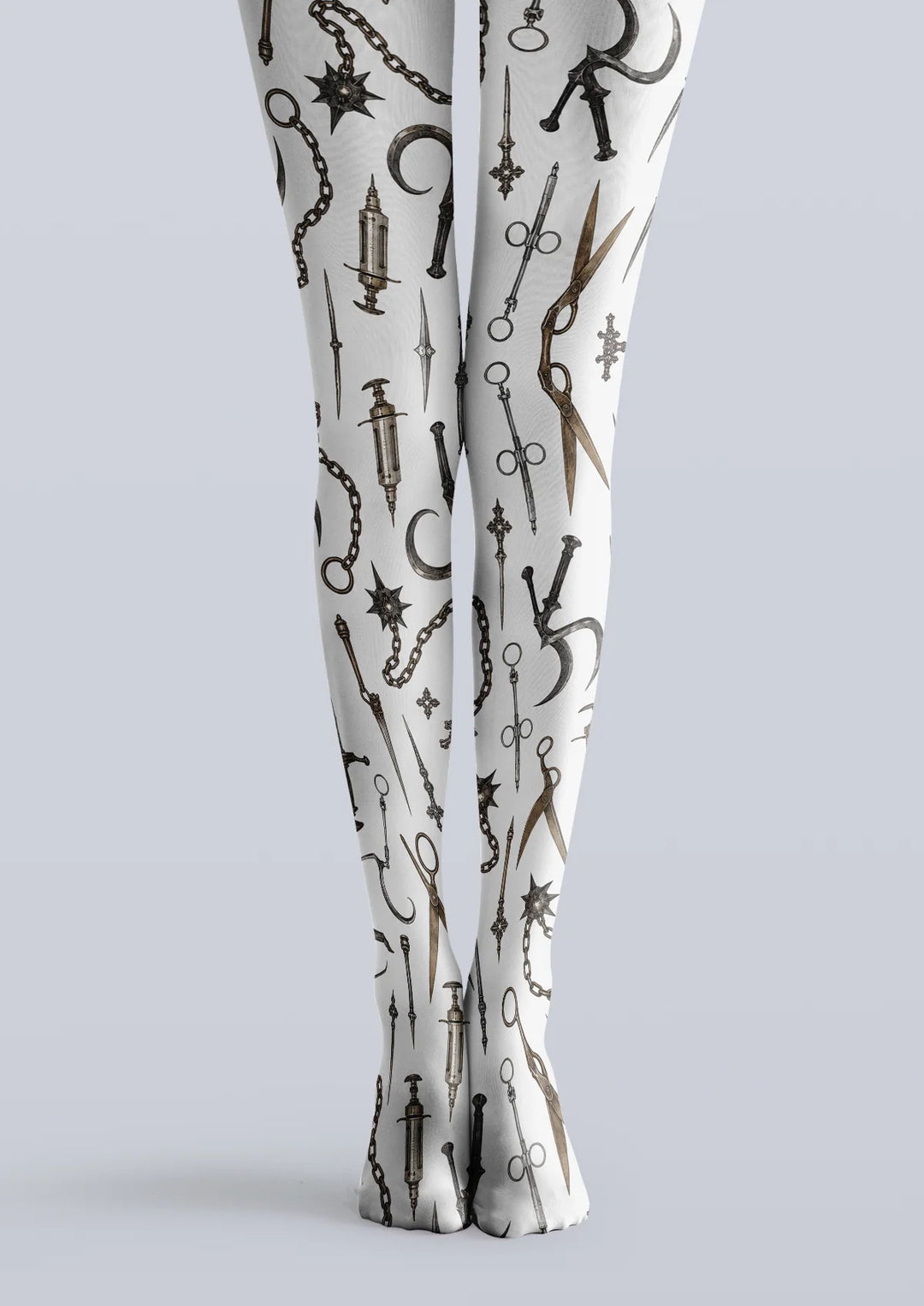 Women White Gothic Graphic Print Tights and Hosiery Pantyhose