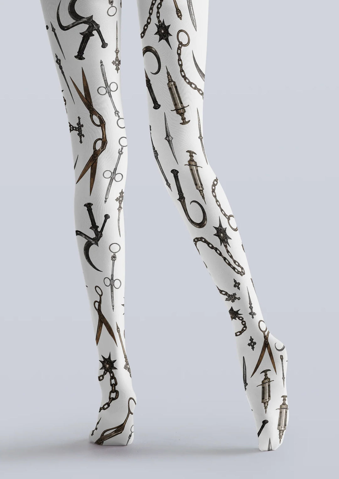 Women White Gothic Graphic Print Tights and Hosiery Pantyhose