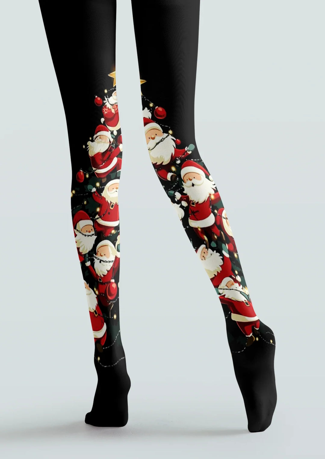 Santa Claus Christmas Print Tights Hosiery Pantyhose