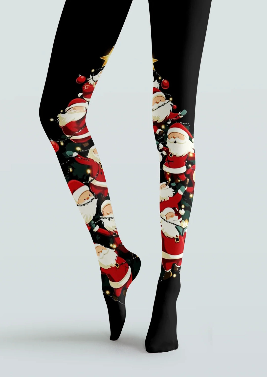 Santa Claus Christmas Print Tights Hosiery Pantyhose
