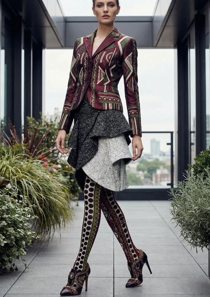 Ethnic Geometric Tights Hosiery Pantyhose