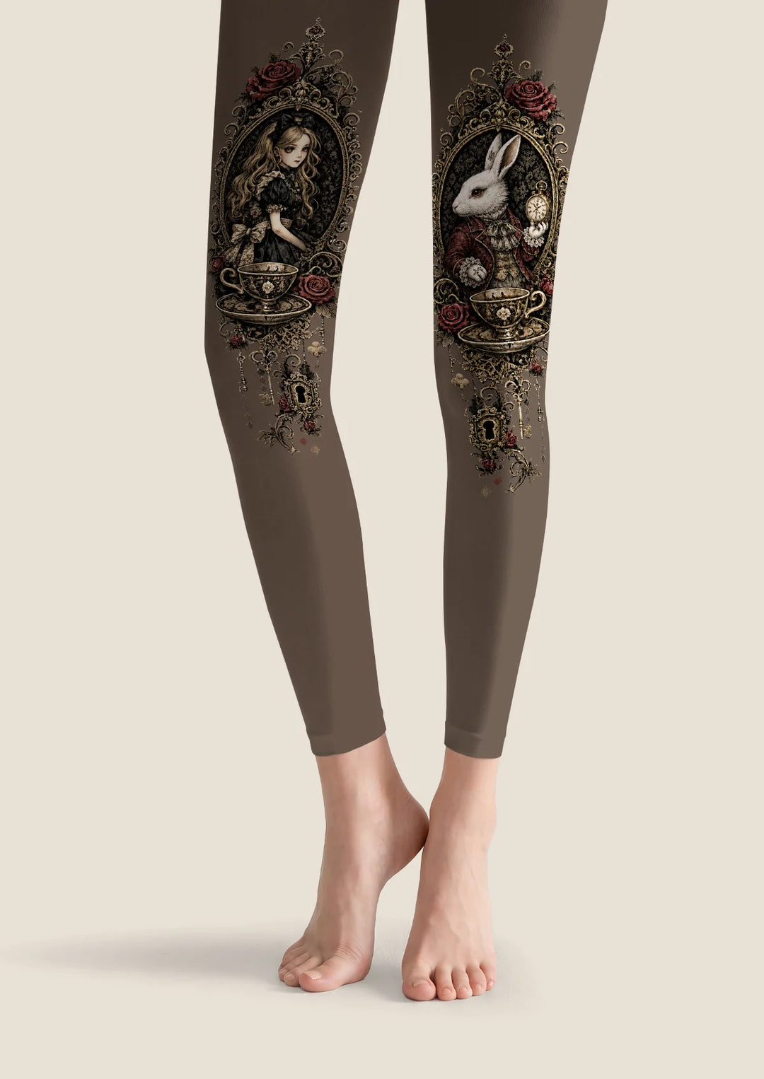 Women Gothic Alice Rabbit Tea Party Footless Tights Pantyhose
