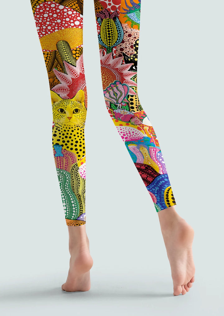 Kusama Inspired Pop Cat Footless Tights Hosiery Pantyhose