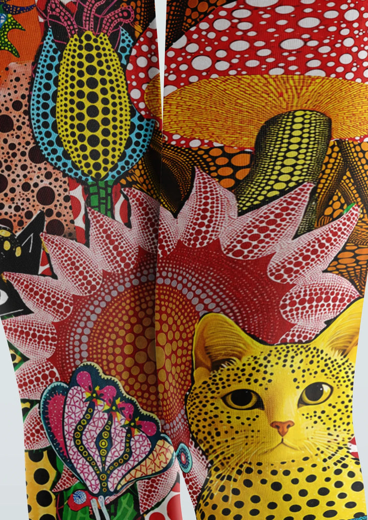 Kusama Inspired Pop Cat Footless Tights Hosiery Pantyhose