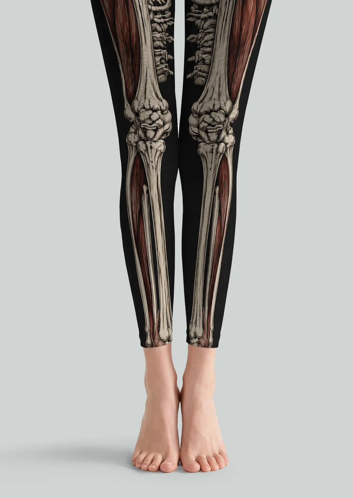 Anatomical Skeleton Print Footless Tights Hosiery Pantyhose