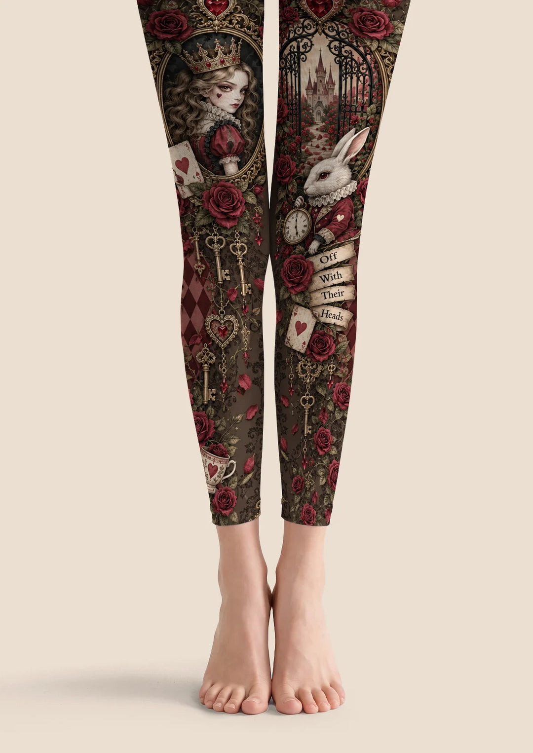 Queen of Hearts Rabbit Print Footless Tights Hosiery Pantyhose