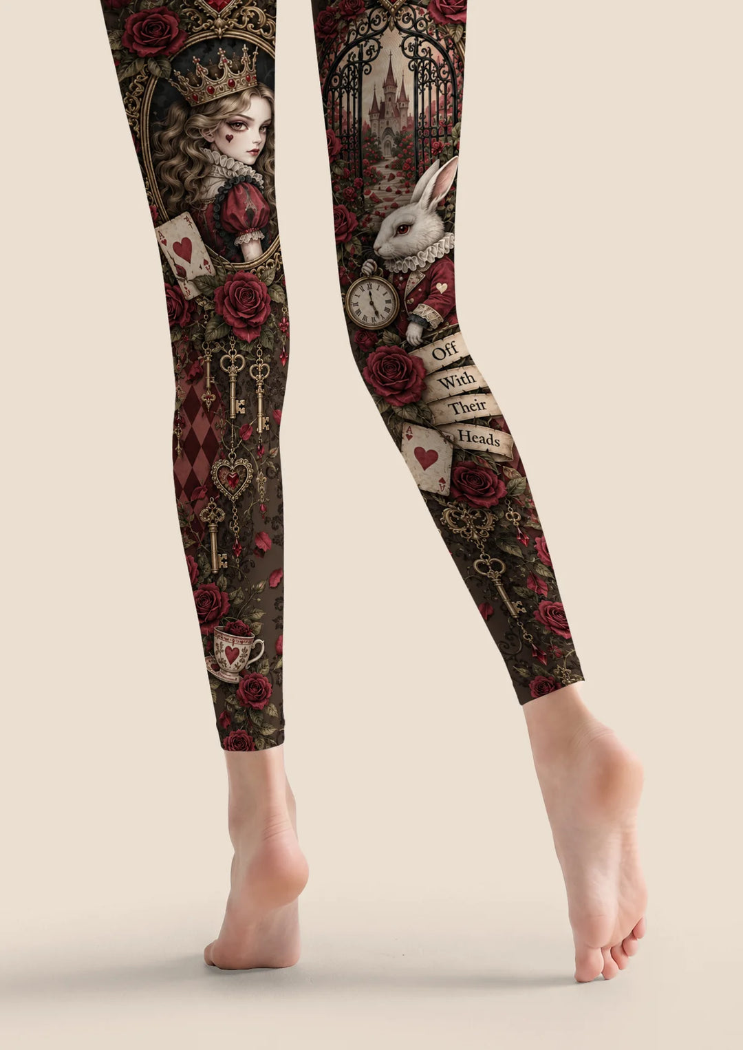 Queen of Hearts Rabbit Print Footless Tights Hosiery Pantyhose
