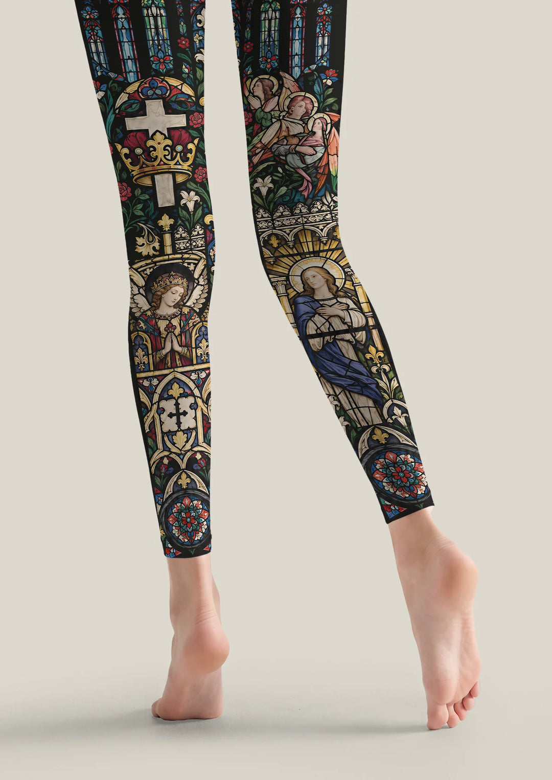 Cathedral Stained Glass Print Footless Tights Hosiery Pantyhose