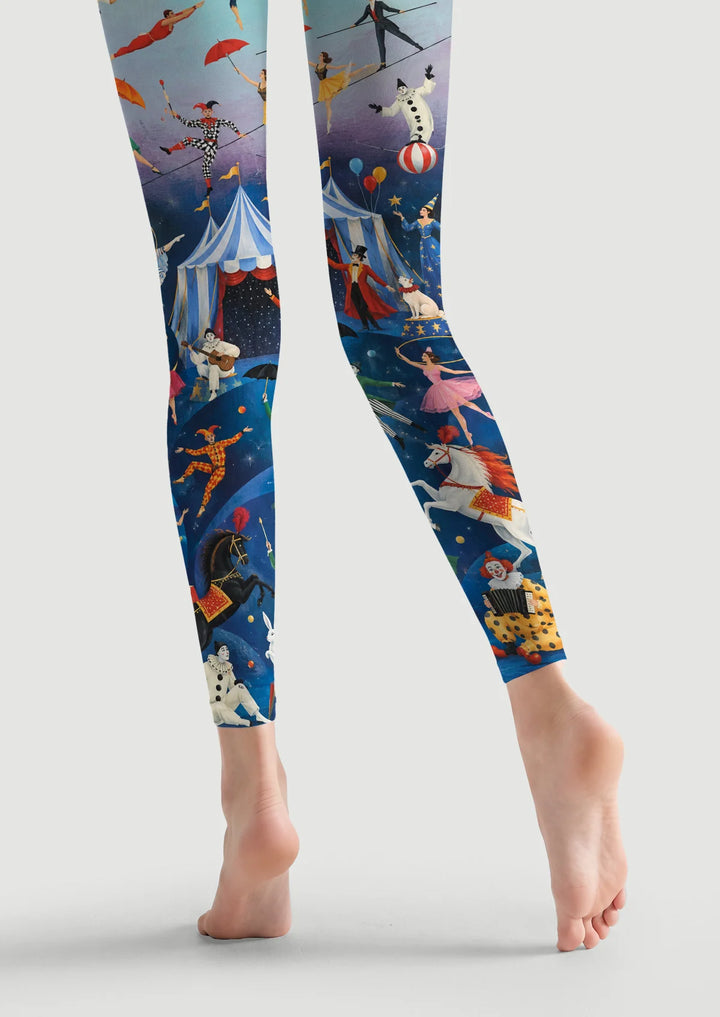 Women Vintage Circus Graphic Print Footless Tights Pantyhose
