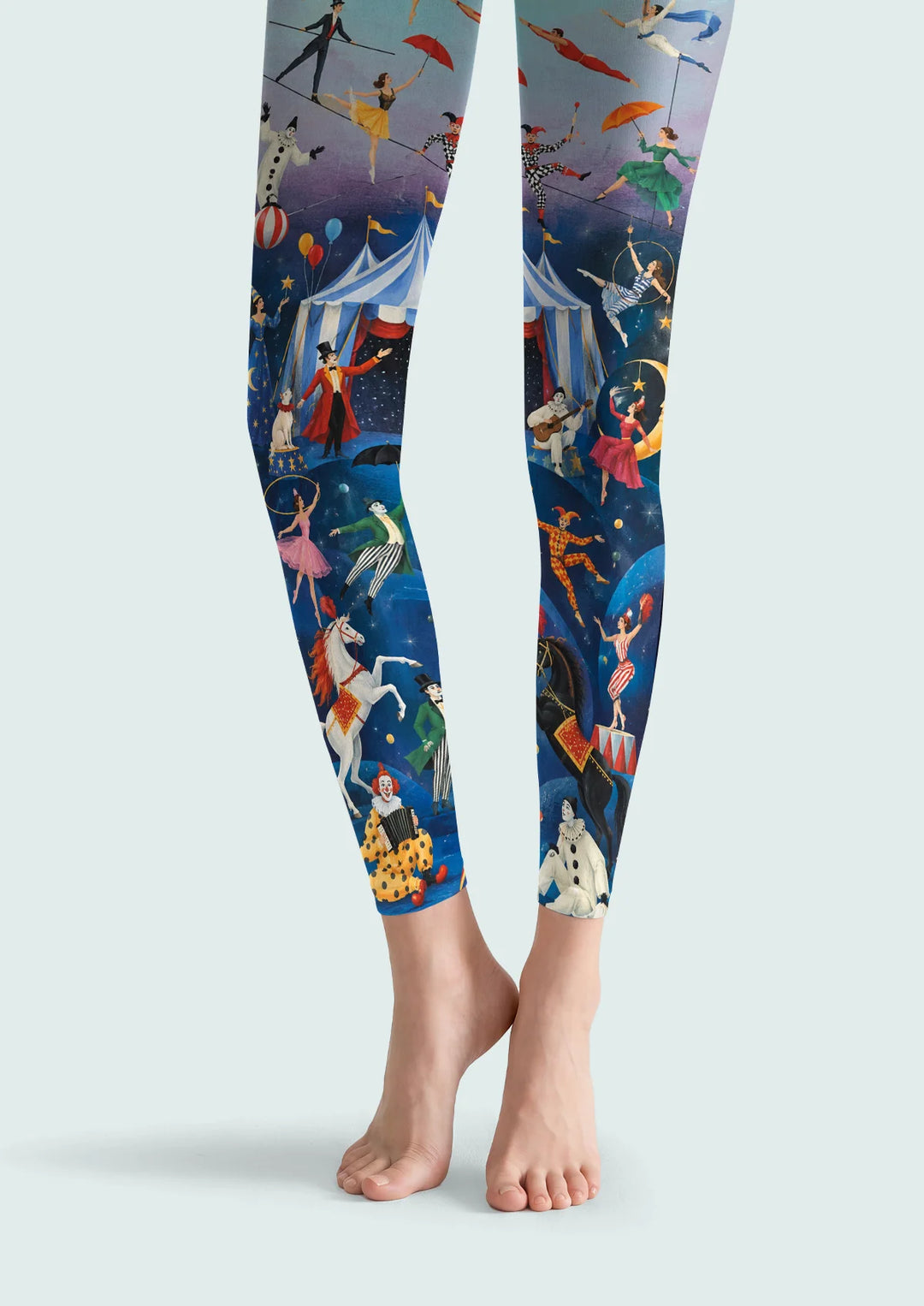 Women Vintage Circus Graphic Print Footless Tights Pantyhose