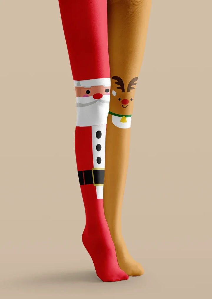 Festive Gift Bearer Reindeer Tights Hosiery Pantyhose