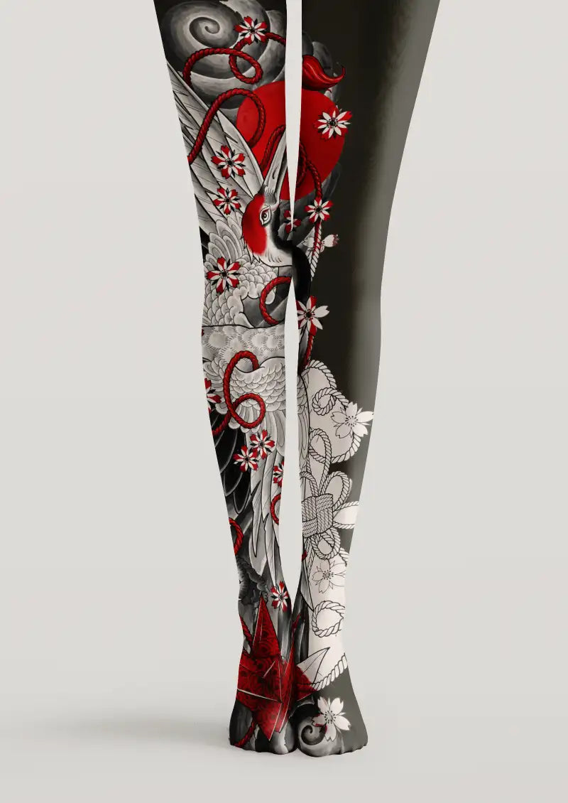 Crane Floral Tights Hosiery Pantyhose