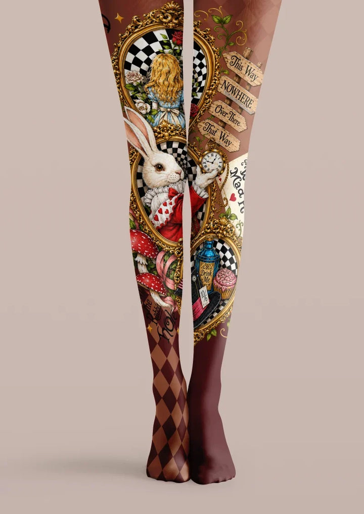 Women Wonderland Rabbit Cute Animal Graphic Tights Pantyhose