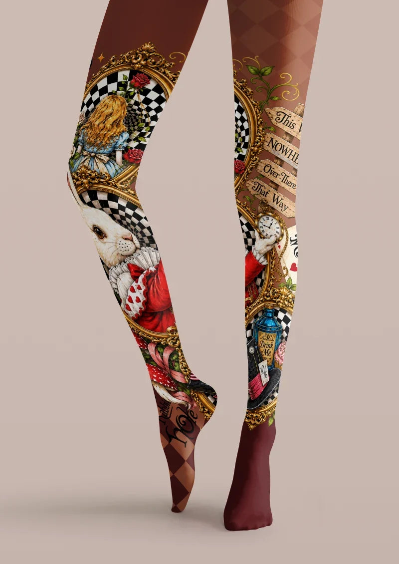 Women Wonderland Rabbit Cute Animal Graphic Tights Pantyhose
