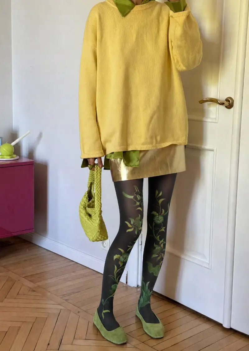 Forest Print Tights Hosiery Pantyhose