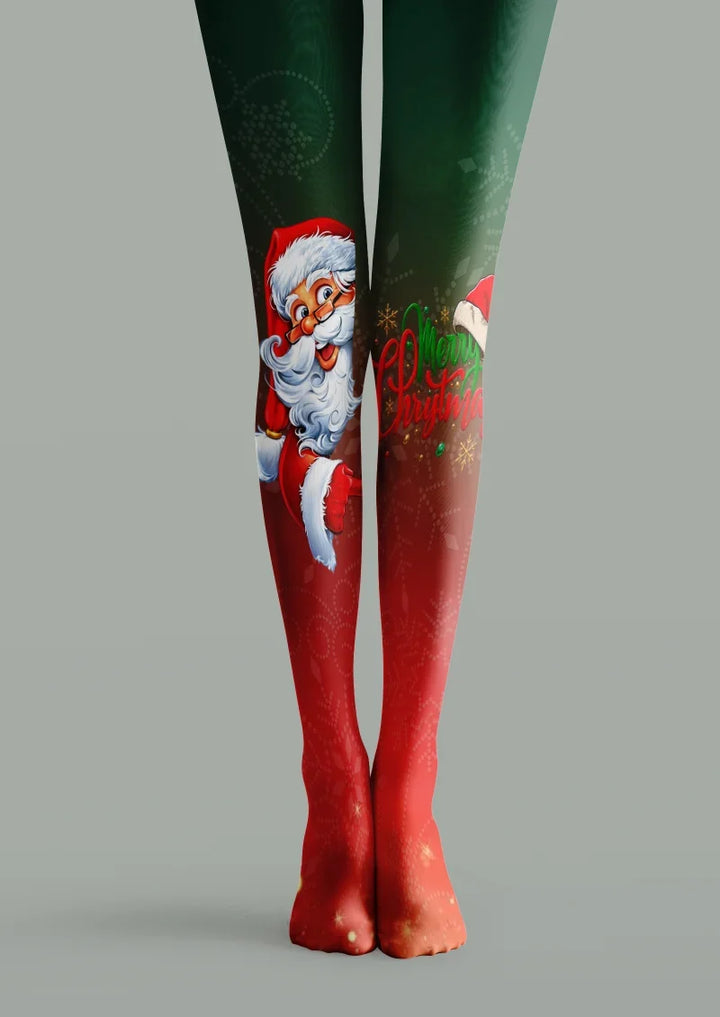 Red Green Festive Figure Tights Hosiery Pantyhose