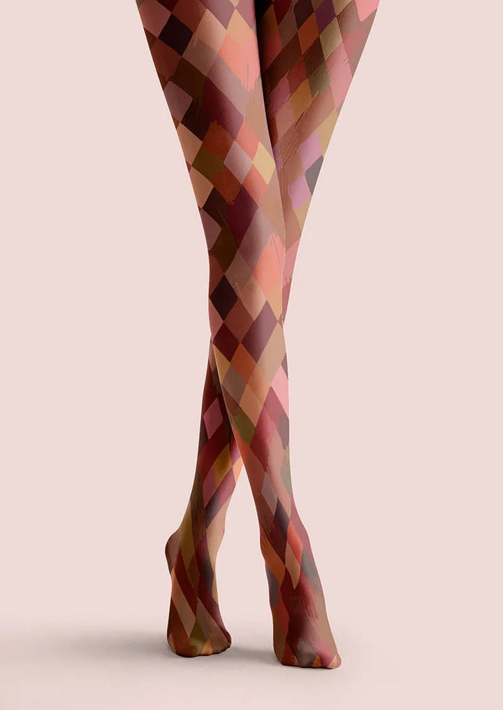 Women Geometric Art Arc Glow Graphic Print Tights Pantyhose