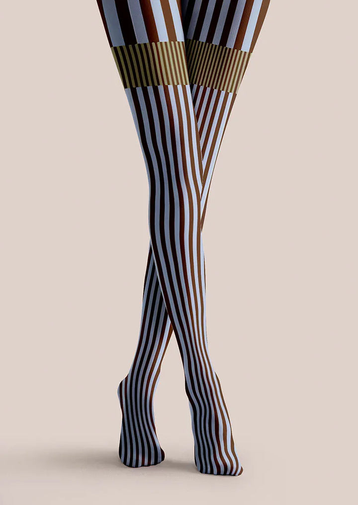 Women Geometric Art Retro Wave Printed Tights Hosiery Pantyhose
