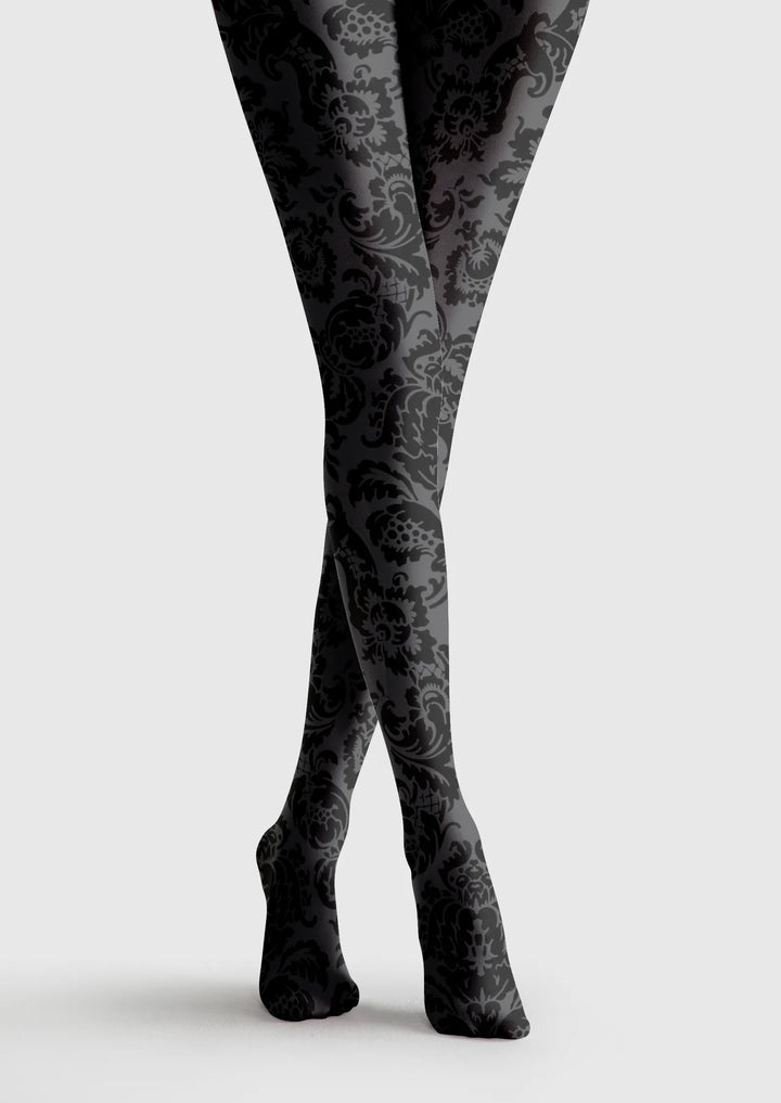 Women Baroque Bloom Noir Lace Tights and Hosiery Pantyhose