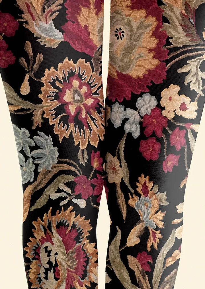 Women Floral Pattern Vintage Garden Tights Hosiery Pantyhose