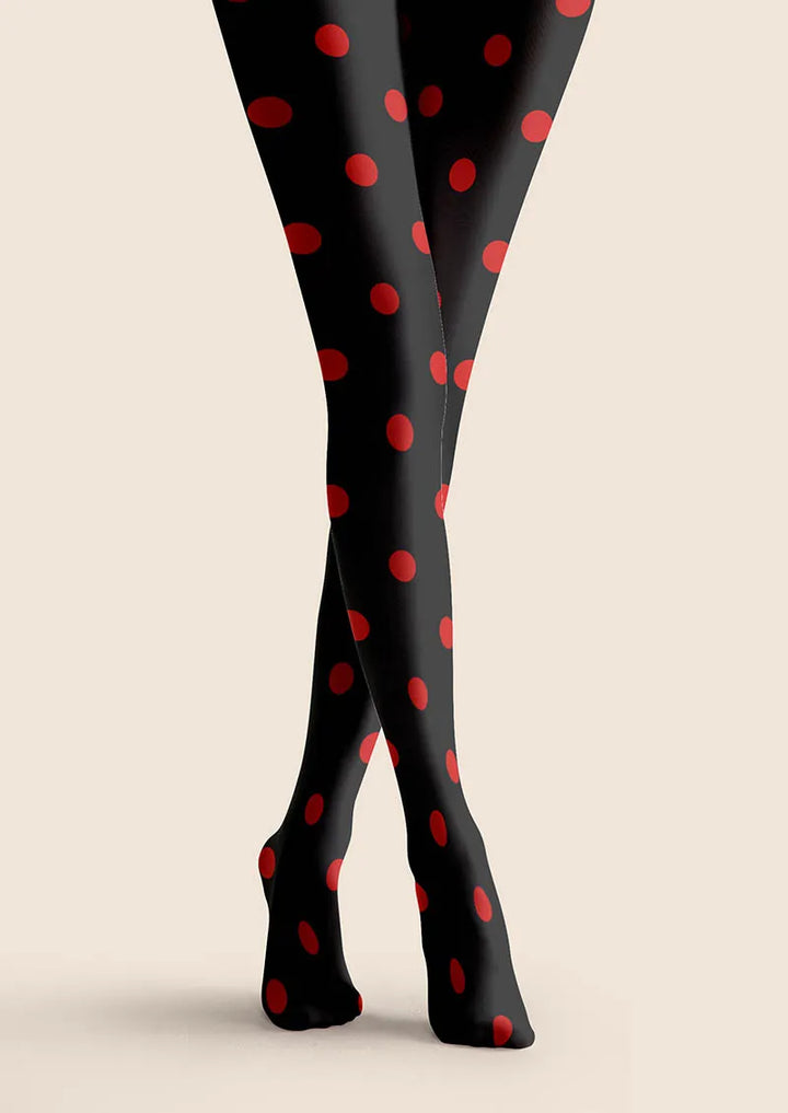 Christmas Retro Polka Red Tights Hosiery Pantyhose