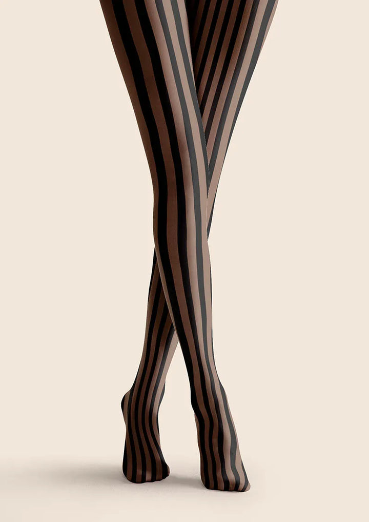 Mocha Vertical Stripes Tights Hosiery Pantyhose