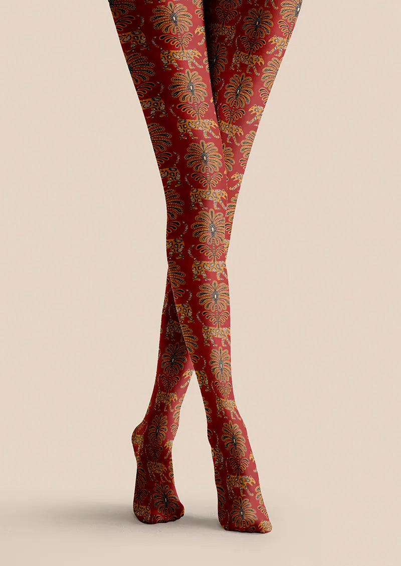 Women Elegant Baroque Gold Vintage Graphic Tights Pantyhose