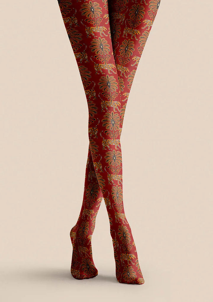 Women Elegant Baroque Gold Vintage Graphic Tights Pantyhose