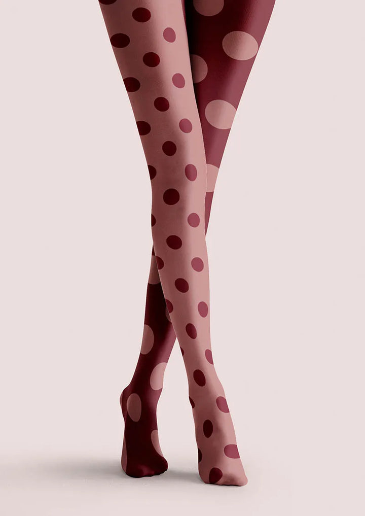Burgundy Dots Tights Hosiery Pantyhose
