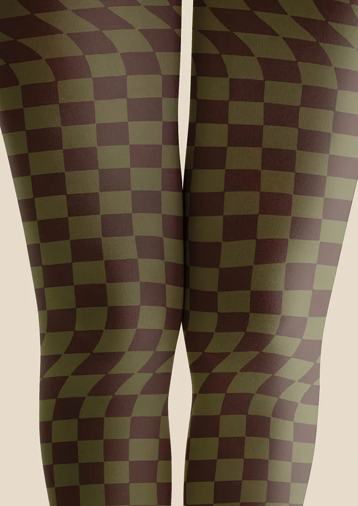 Women Mocha Diamond Geometric Art Printed Tights Pantyhose