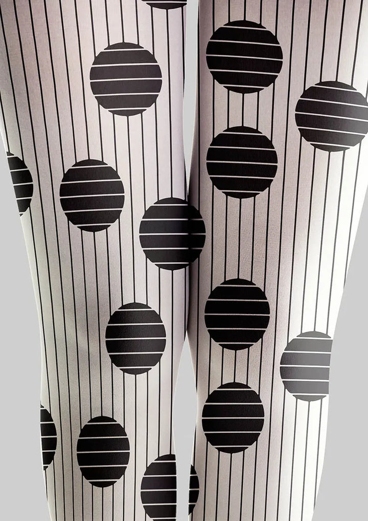 Women Pop Art Monochrome Polka Dots Print Tights Pantyhose