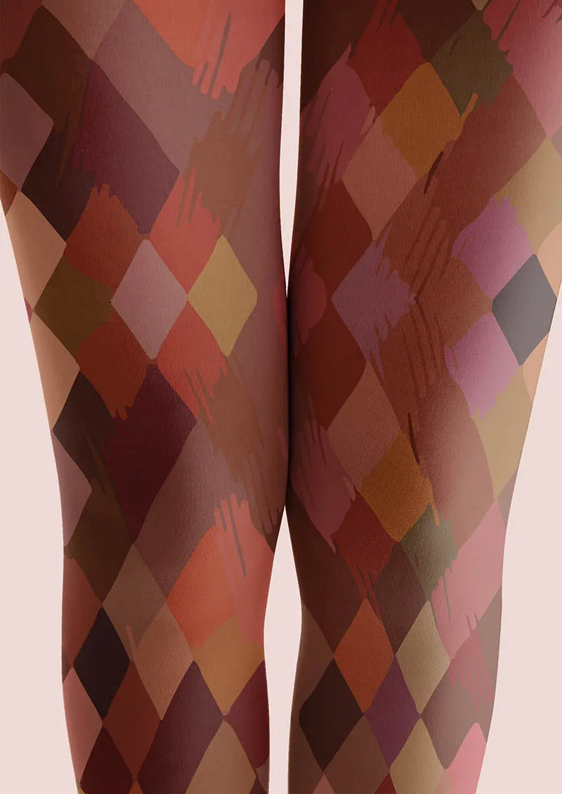 Women Geometric Art Arc Glow Graphic Print Tights Pantyhose