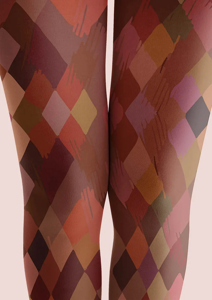 Women Geometric Art Arc Glow Graphic Print Tights Pantyhose