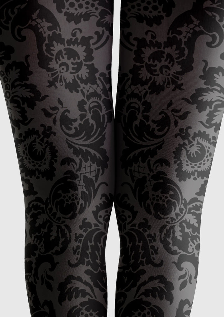 Women Baroque Bloom Noir Lace Tights and Hosiery Pantyhose