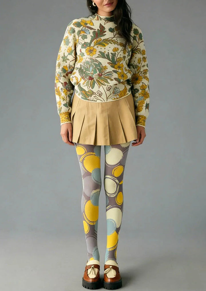 Women Retro Circles Graphic Print Tights and Hosiery Pantyhose