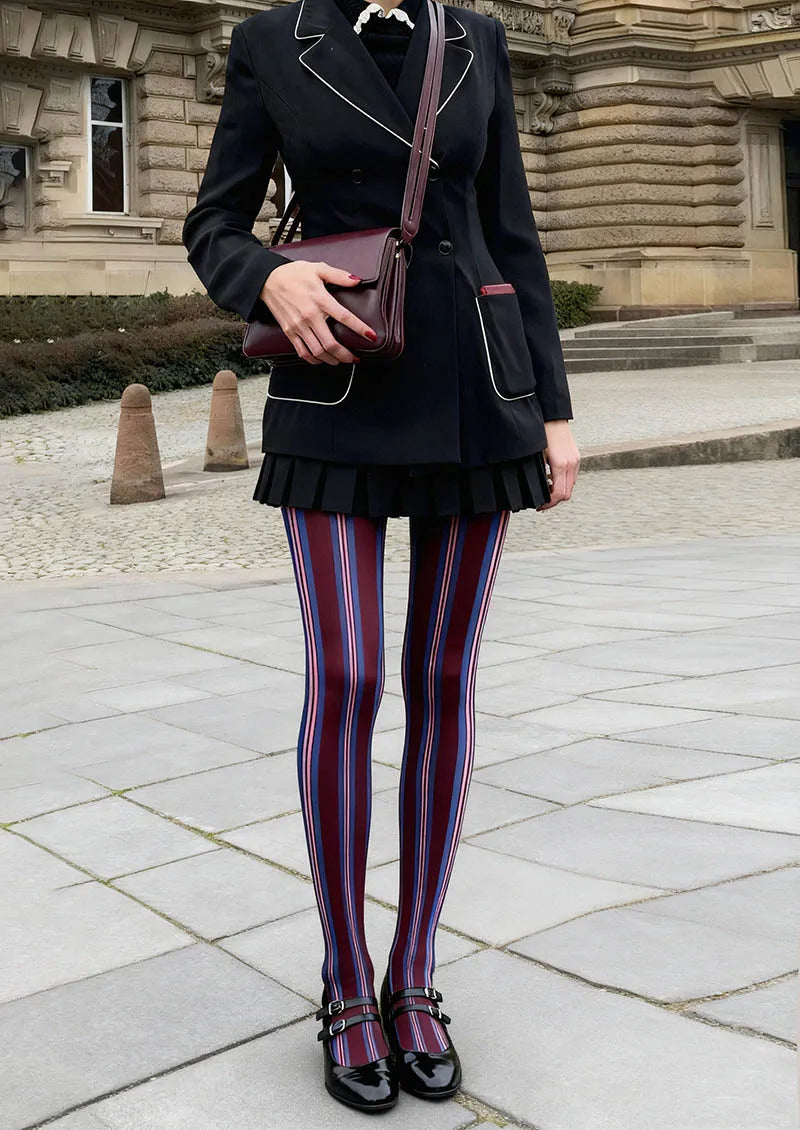 Women Geometric Art Vintage Groove Tights Hosiery Pantyhose