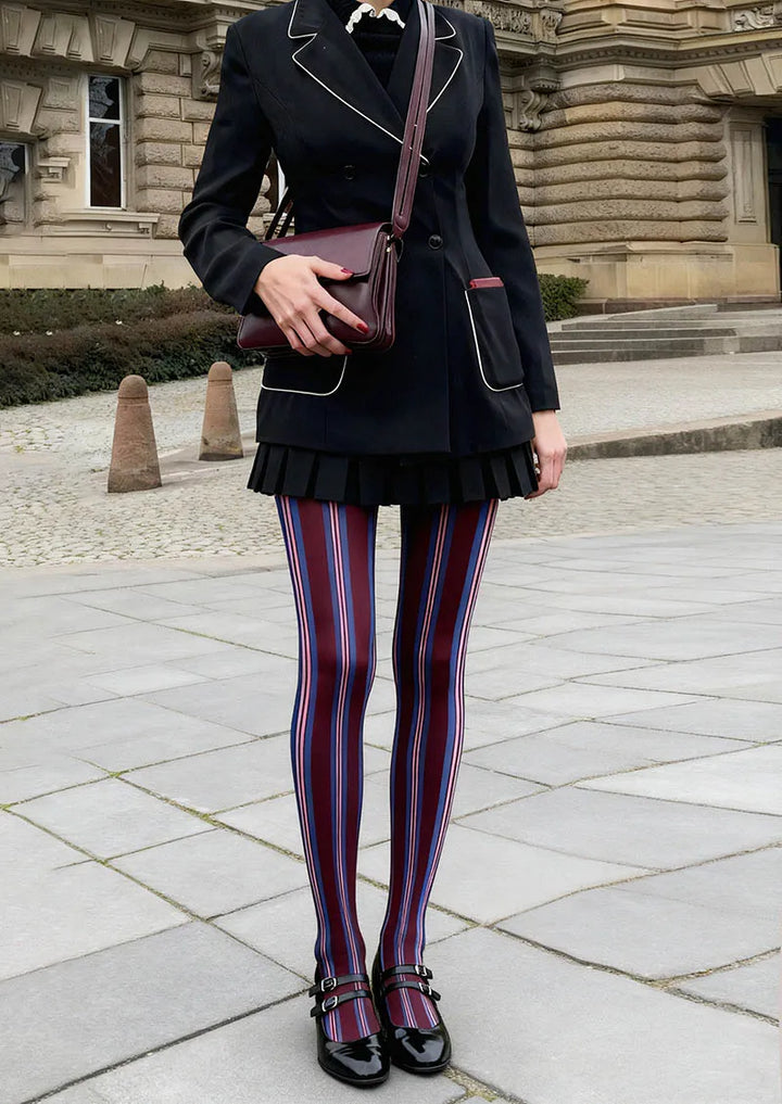 Women Geometric Art Vintage Groove Tights Hosiery Pantyhose