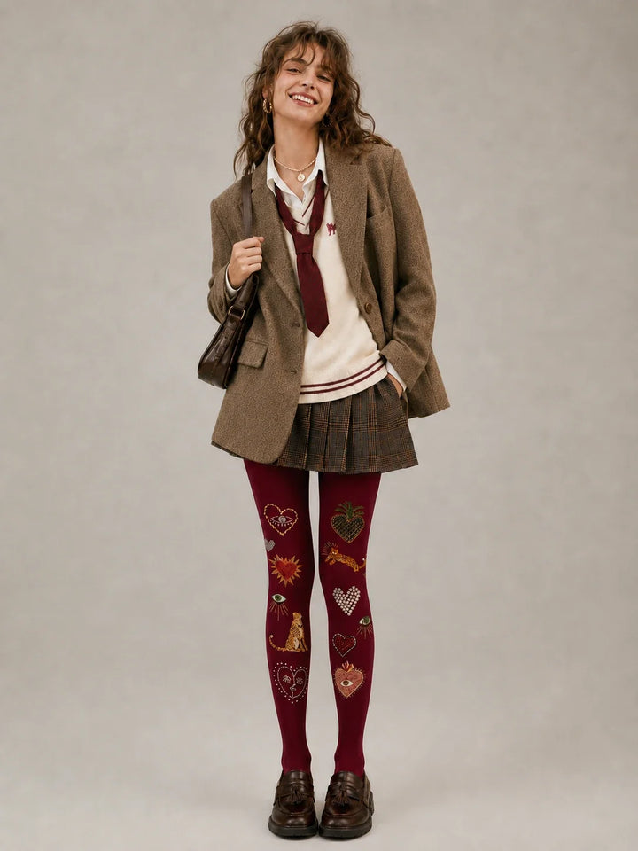 Fun Art Icon Stitch Tights Hosiery Pantyhose